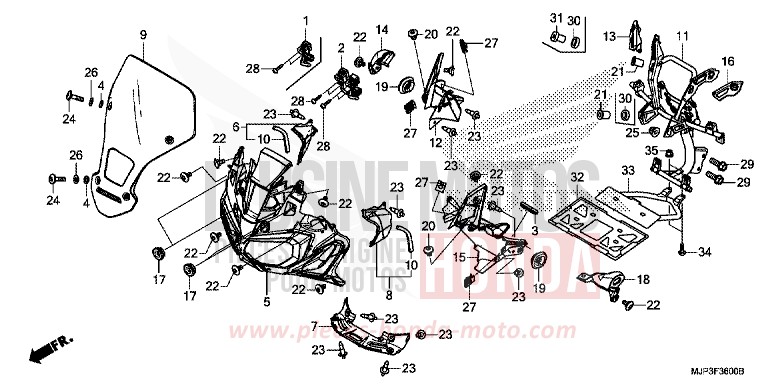 WINDLAUF, VORNE von Africa Twin VICTORY RED (R334B) von 2017